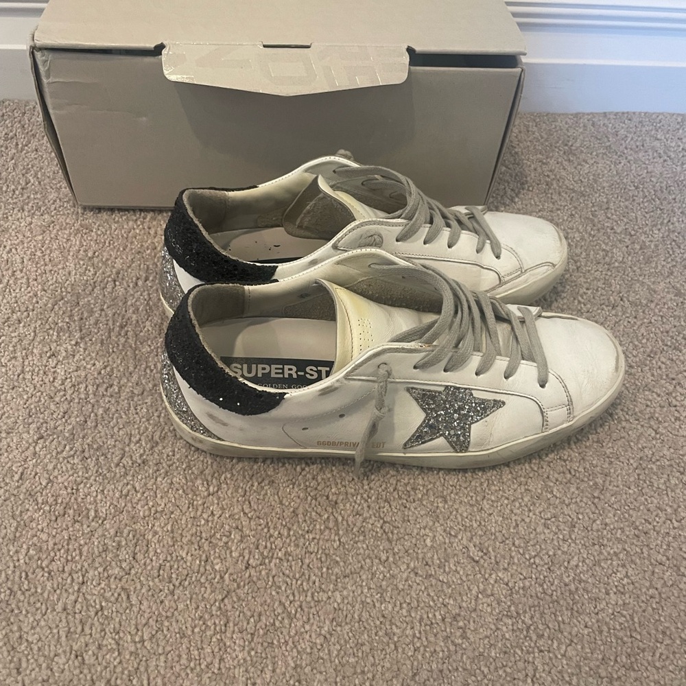 Golden Goose White Sneakers with Silver Star - Picture 10 of 14